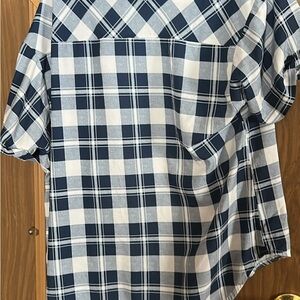 Amazon Women's Blue and White Plaid Button Down Shirt